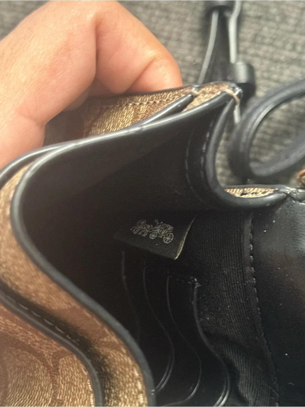Coach Two-Tone Signature Canvas Phone Pouch - Tan & Black